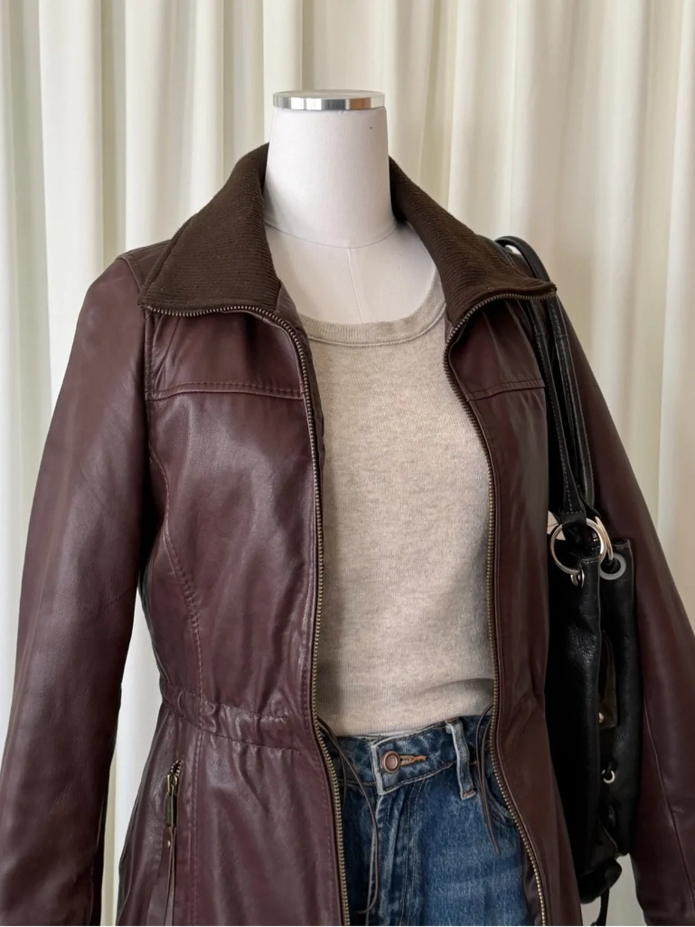 MICHAEL Michael Kors brown leather Utility jacket with distressed look size XS. - Picture 3 of 15
